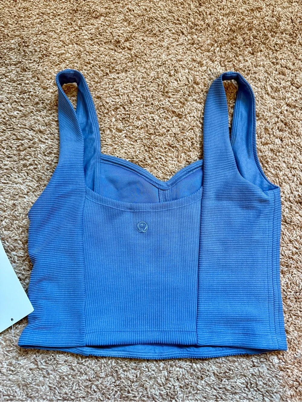 Lululemon Ribbed Blue Sweetheart Crop Tank